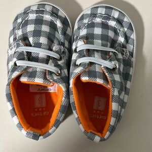 Carter's Checkered Gray and Vibrant Orange Baby Shoes